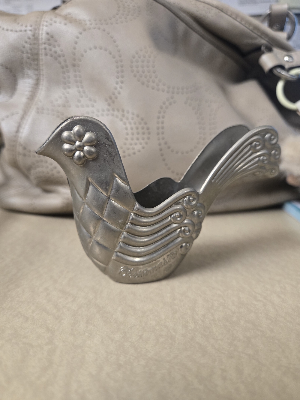 Vintage 1976 Avon Christmas Pewter Dove Ornament
